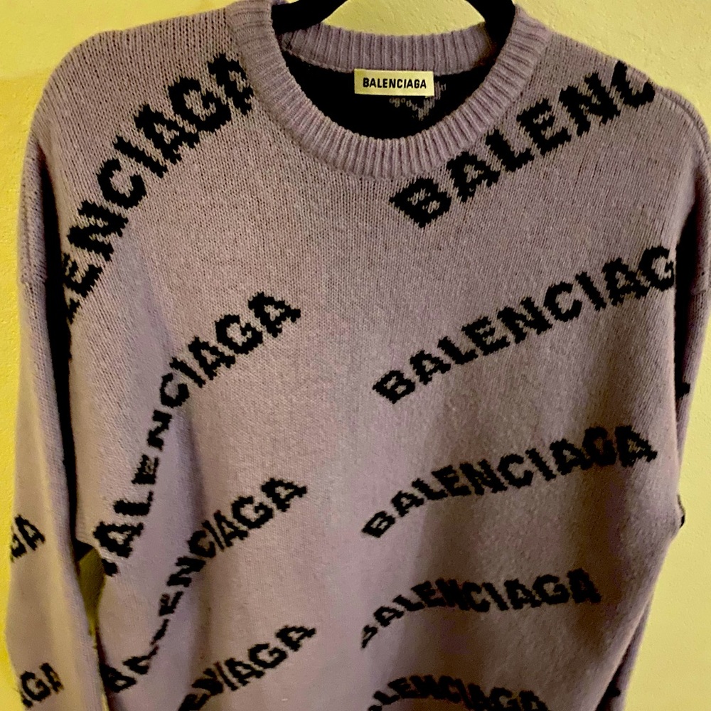 Balenciaga Logo Sweater Lavender size small